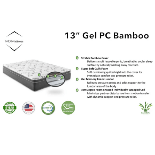 MD 13" Bamboo Euro Top Mattress by SleepCity – High - quality Euro Top Mattress for better sleep.