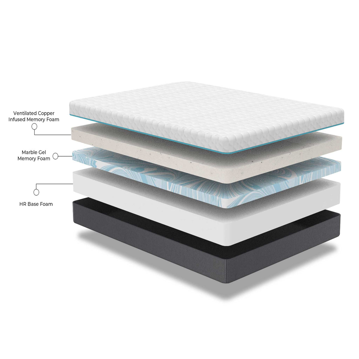 Bed Tech Copper Lux 12" Foam Mattress by SleepCity – High-quality Memory Foam Mattress for better sleep.